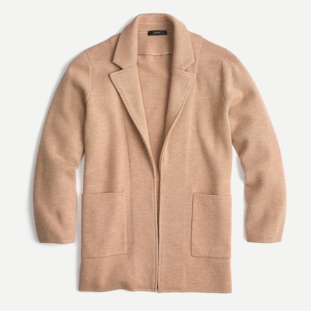 J. Crew Sophie Open-Front Sweater Blazer Heather Khaki Size L